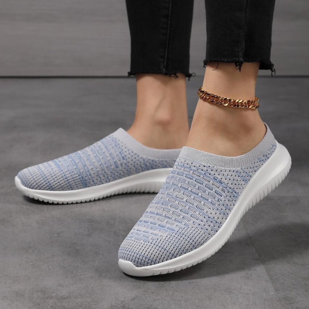 Women Slip On Sneakers Lightweight Breathable Knit Flat Shoes for Walking - Picture 7 of 9